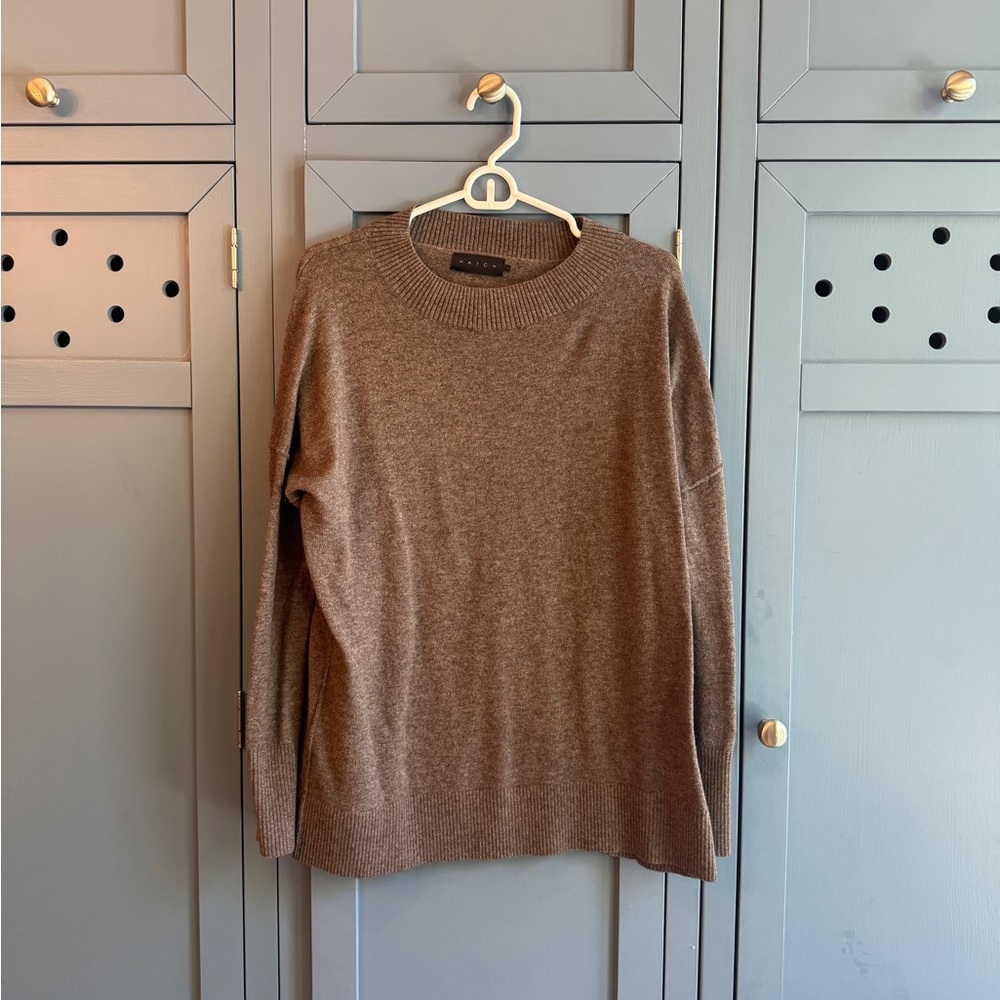 Hatch Brown Crewneck Sweater Cozy Knit